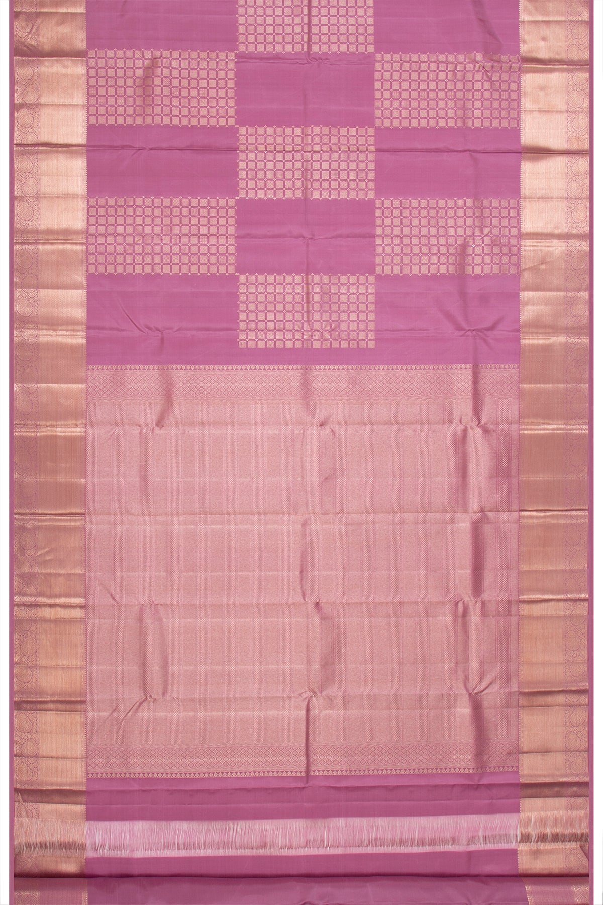 Kanchipuram Silk Antique Zari Brocade Lavender Saree