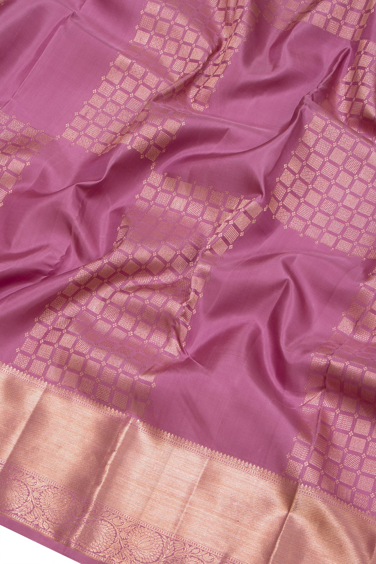 Kanchipuram Silk Antique Zari Brocade Lavender Saree