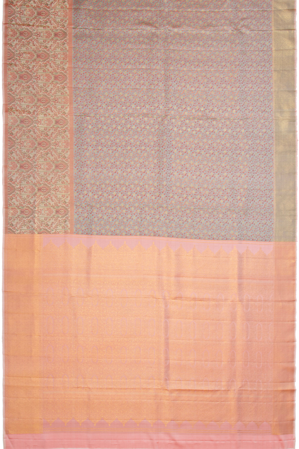 Kanchipuram Silk Brocade Grey Saree