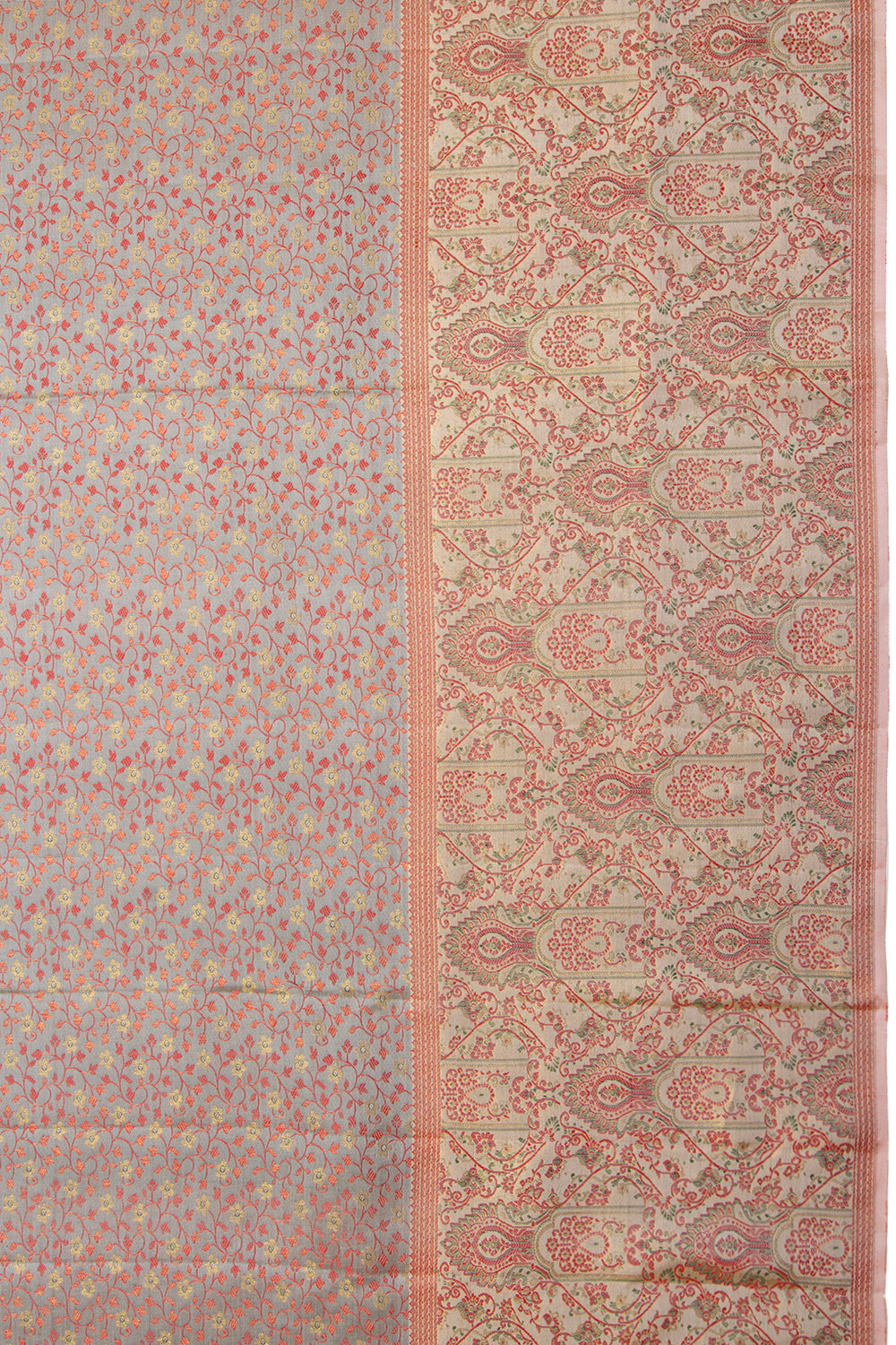Kanchipuram Silk Brocade Grey Saree