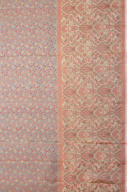 Kanchipuram Silk Brocade Grey Saree