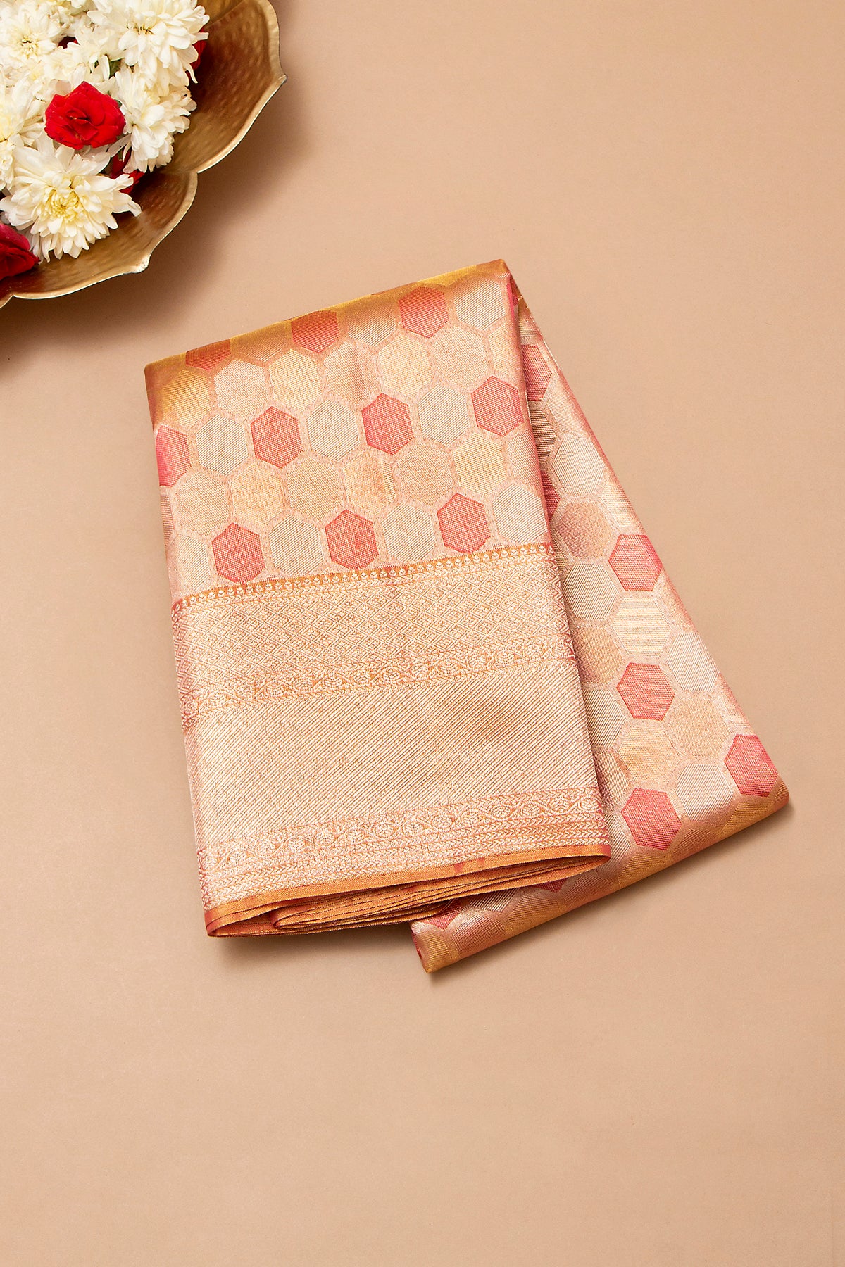 Taranga Kanchi Silk Tissue Brocade Orange Saree