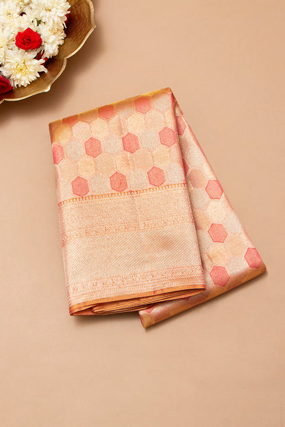 Taranga Kanchi Silk Tissue Brocade Orange Saree