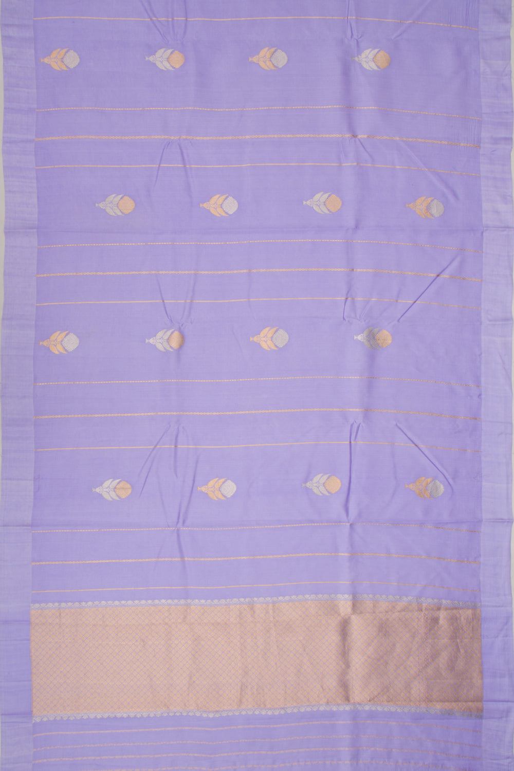 Banarasi Katan Silk Vertical Lines And Butta Lavender Saree