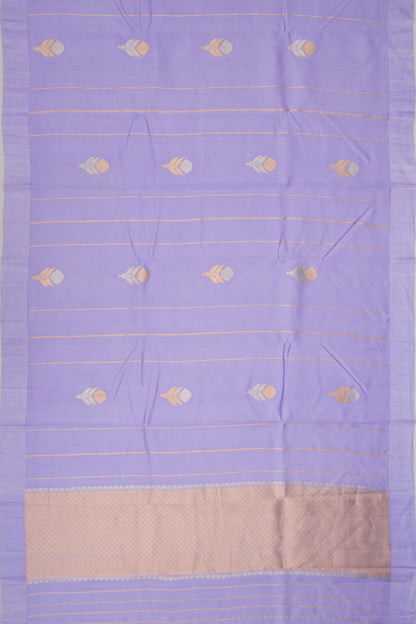 Banarasi Katan Silk Vertical Lines And Butta Lavender Saree