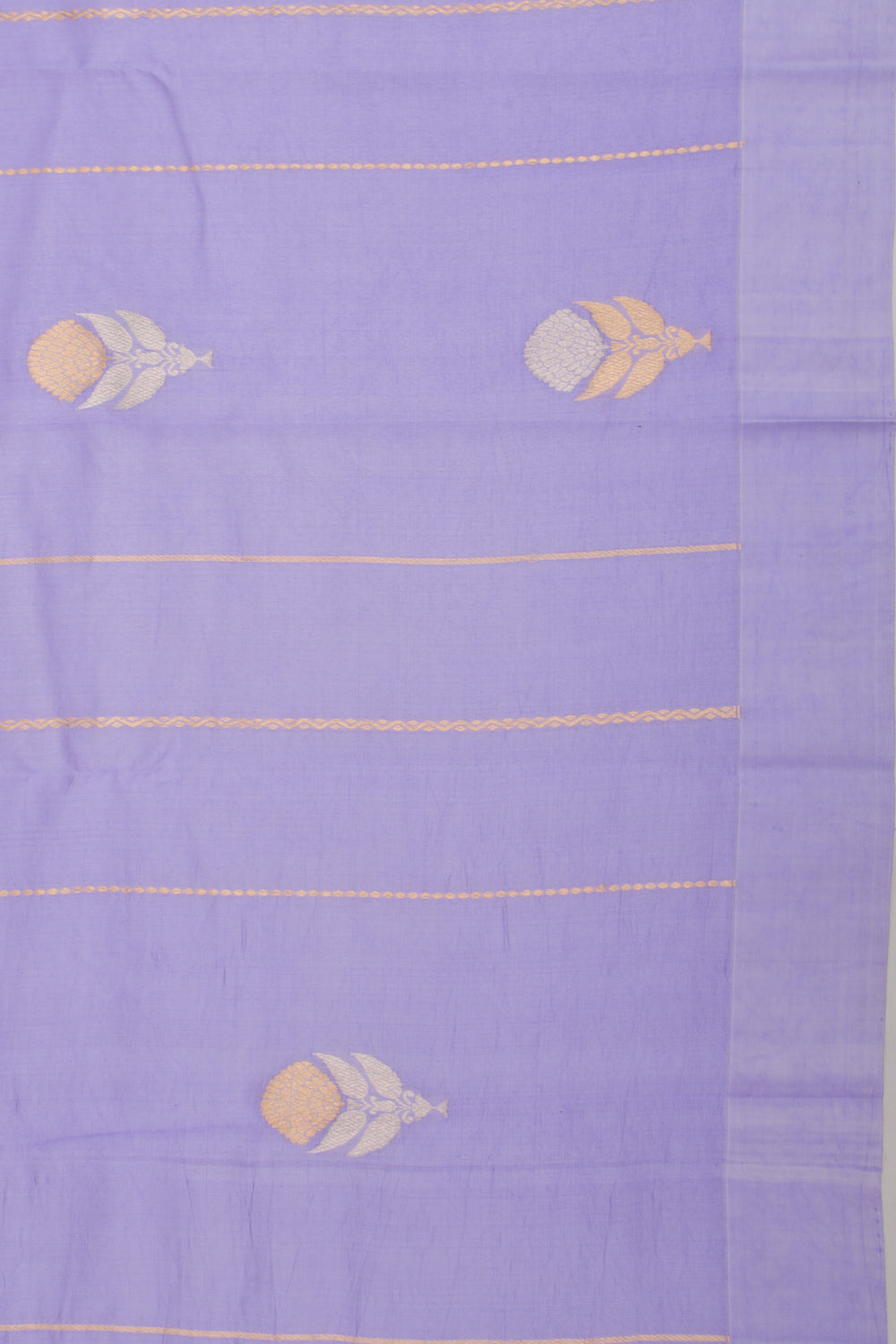 Banarasi Katan Silk Vertical Lines And Butta Lavender Saree