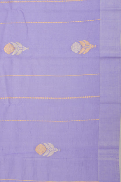 Banarasi Katan Silk Vertical Lines And Butta Lavender Saree