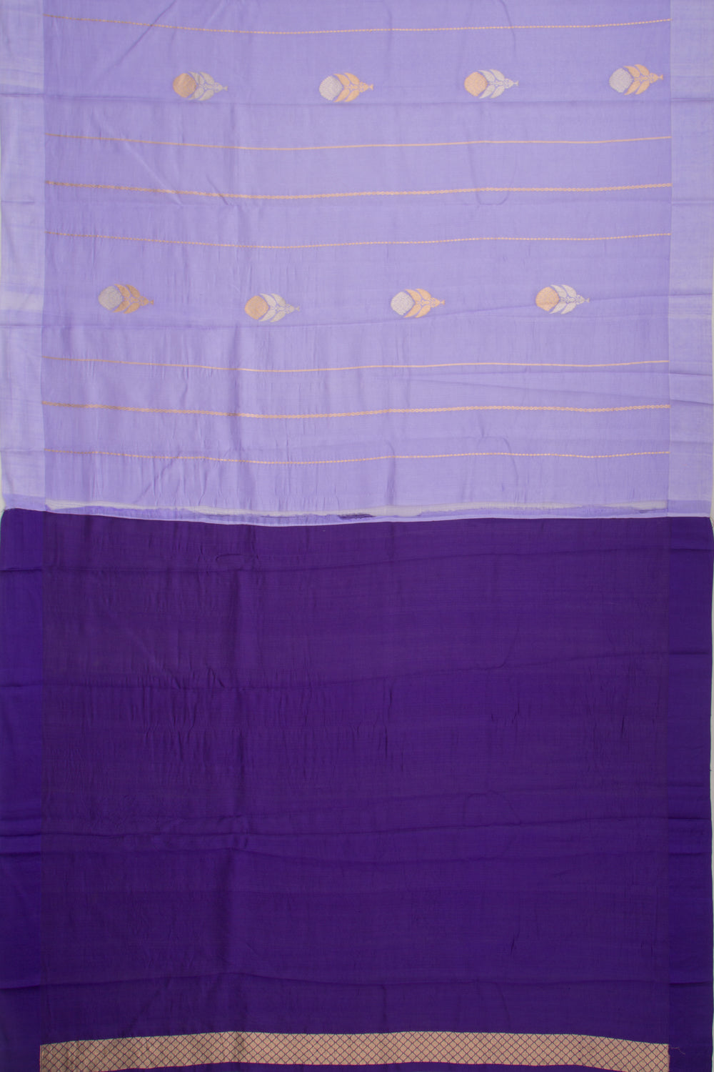 Banarasi Katan Silk Vertical Lines And Butta Lavender Saree