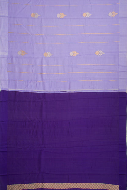 Banarasi Katan Silk Vertical Lines And Butta Lavender Saree