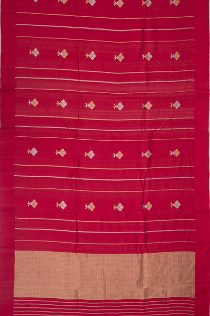 Banarasi Katan Silk Vertical Lines And Butta Red Saree