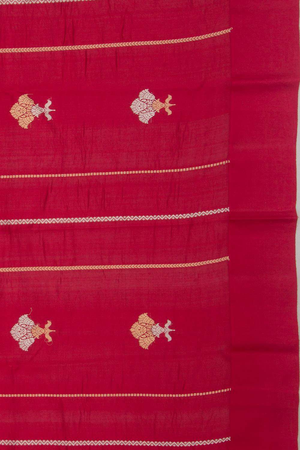Banarasi Katan Silk Vertical Lines And Butta Red Saree