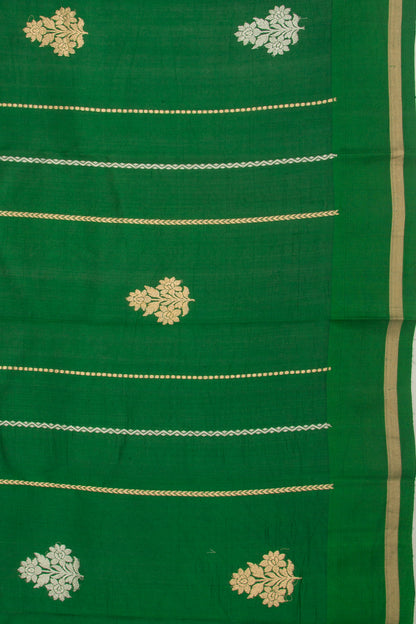 Banarasi Katan Silk Vertical Lines And Butta Green Saree
