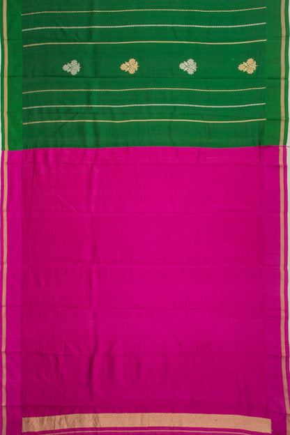 Banarasi Katan Silk Vertical Lines And Butta Green Saree