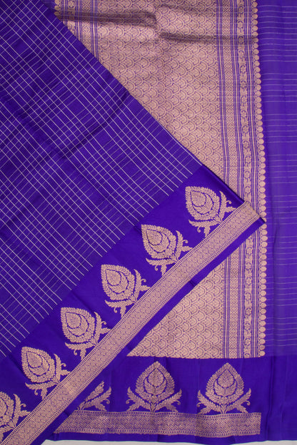 Banarasi Katan Silk Vertical Lines And Butta Violet Saree