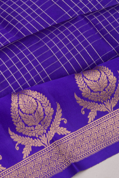 Banarasi Katan Silk Vertical Lines And Butta Violet Saree