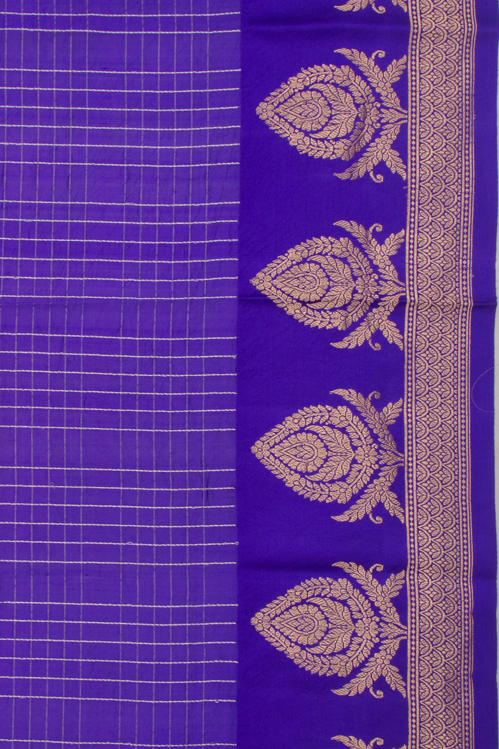 Banarasi Katan Silk Vertical Lines And Butta Violet Saree