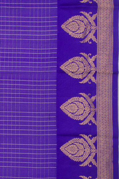 Banarasi Katan Silk Vertical Lines And Butta Violet Saree