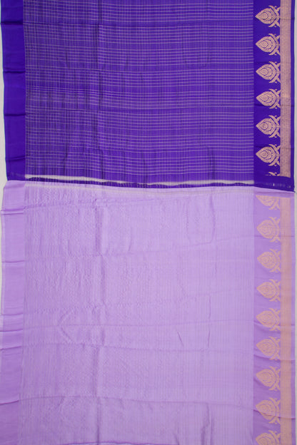 Banarasi Katan Silk Vertical Lines And Butta Violet Saree