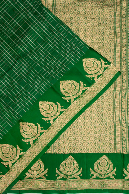 Banarasi Katan Silk Vertical Lines And Butta Green Saree