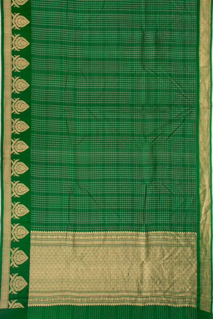 Banarasi Katan Silk Vertical Lines And Butta Green Saree
