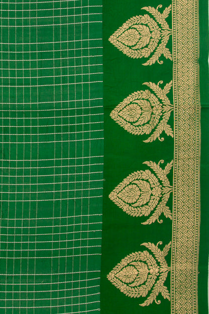 Banarasi Katan Silk Vertical Lines And Butta Green Saree