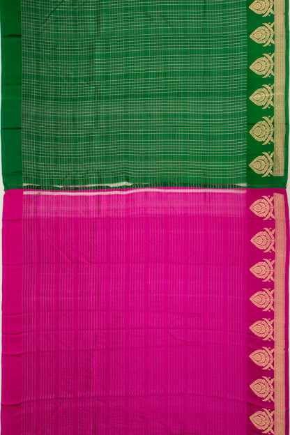 Banarasi Katan Silk Vertical Lines And Butta Green Saree