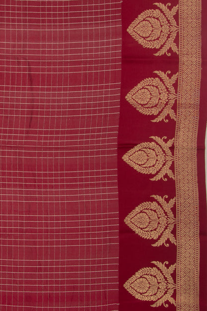 Banarasi Katan Silk Vertical Lines And Butta Maroon Saree