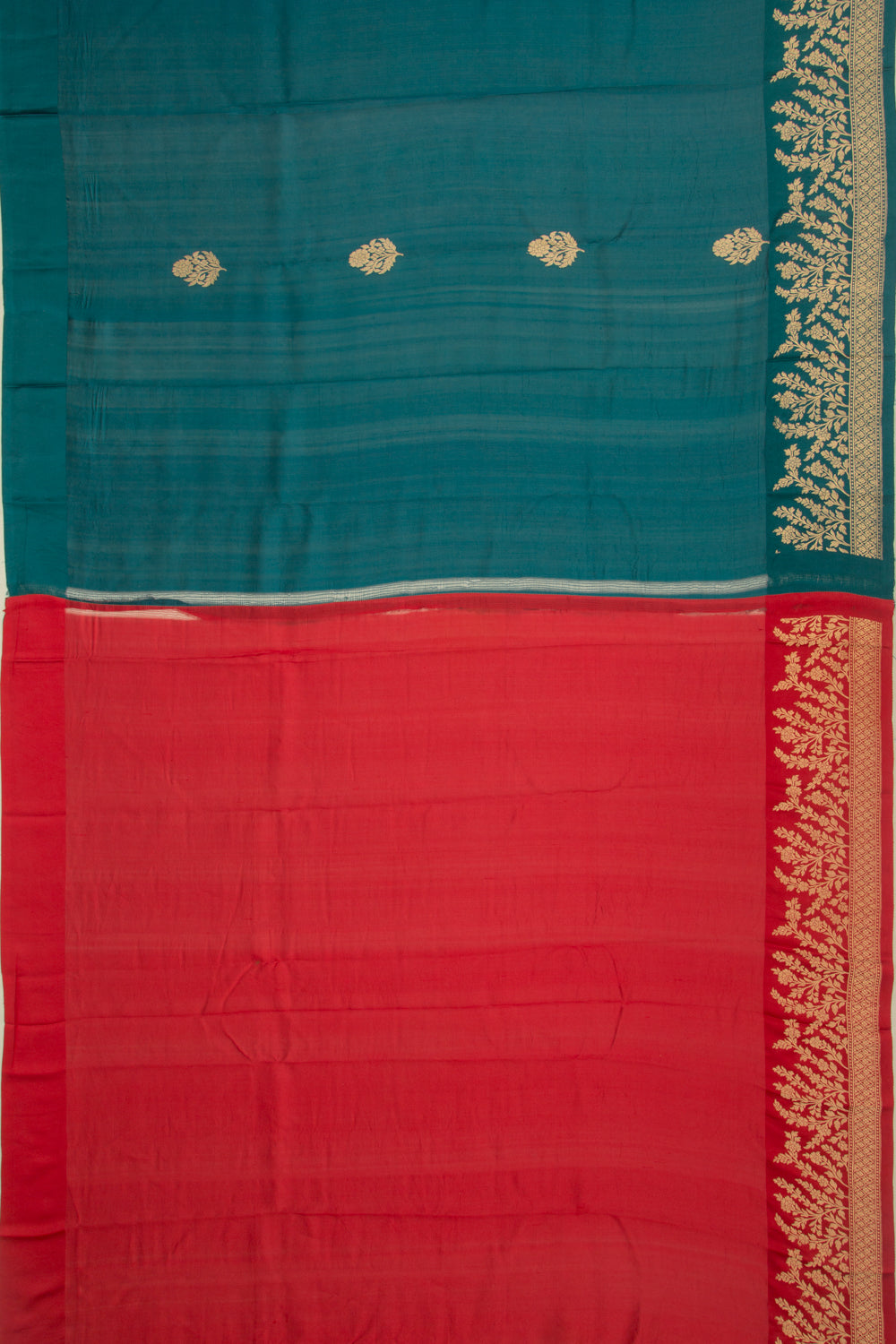 Banarasi Katan Silk Butta Teal Blue Saree