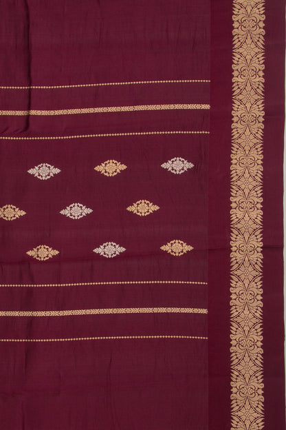 Banarasi Katan Silk Vertical Lines And Butta Brown Saree