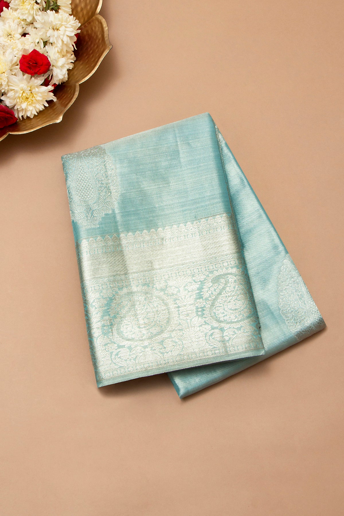 Taranga Kanchi Silk Tissue Butta Sky Blue Saree
