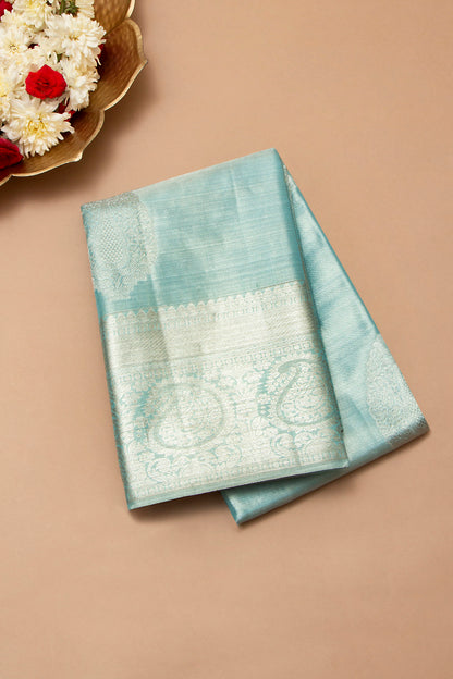 Taranga Kanchi Silk Tissue Butta Sky Blue Saree