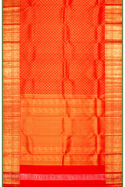 Kanchipuram Silk Checks And Butta Red Saree