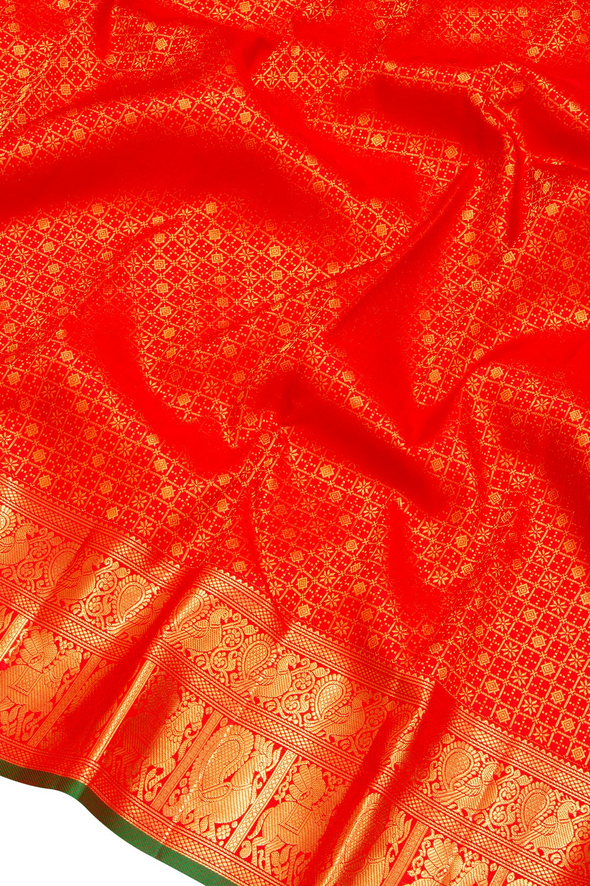 Kanchipuram Silk Checks And Butta Red Saree