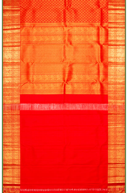 Kanchipuram Silk Checks And Butta Red Saree