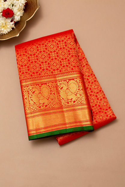 Taranga Kanchi Silk Brocade Red Saree
