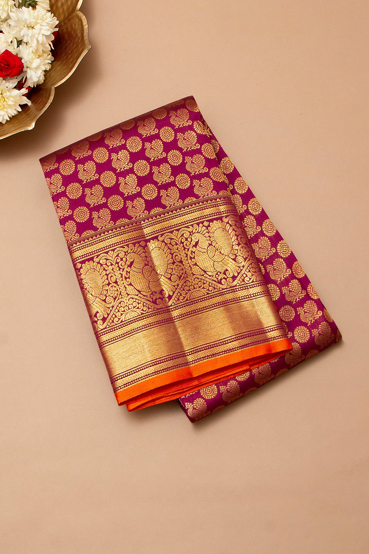 Kanchipuram Silk Brocade Purple Saree