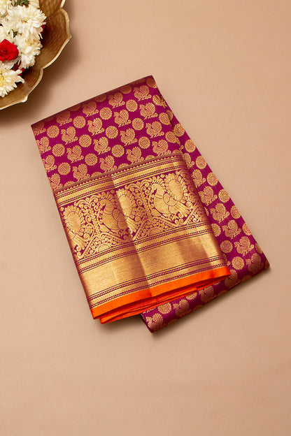 Kanchipuram Silk Brocade Purple Saree