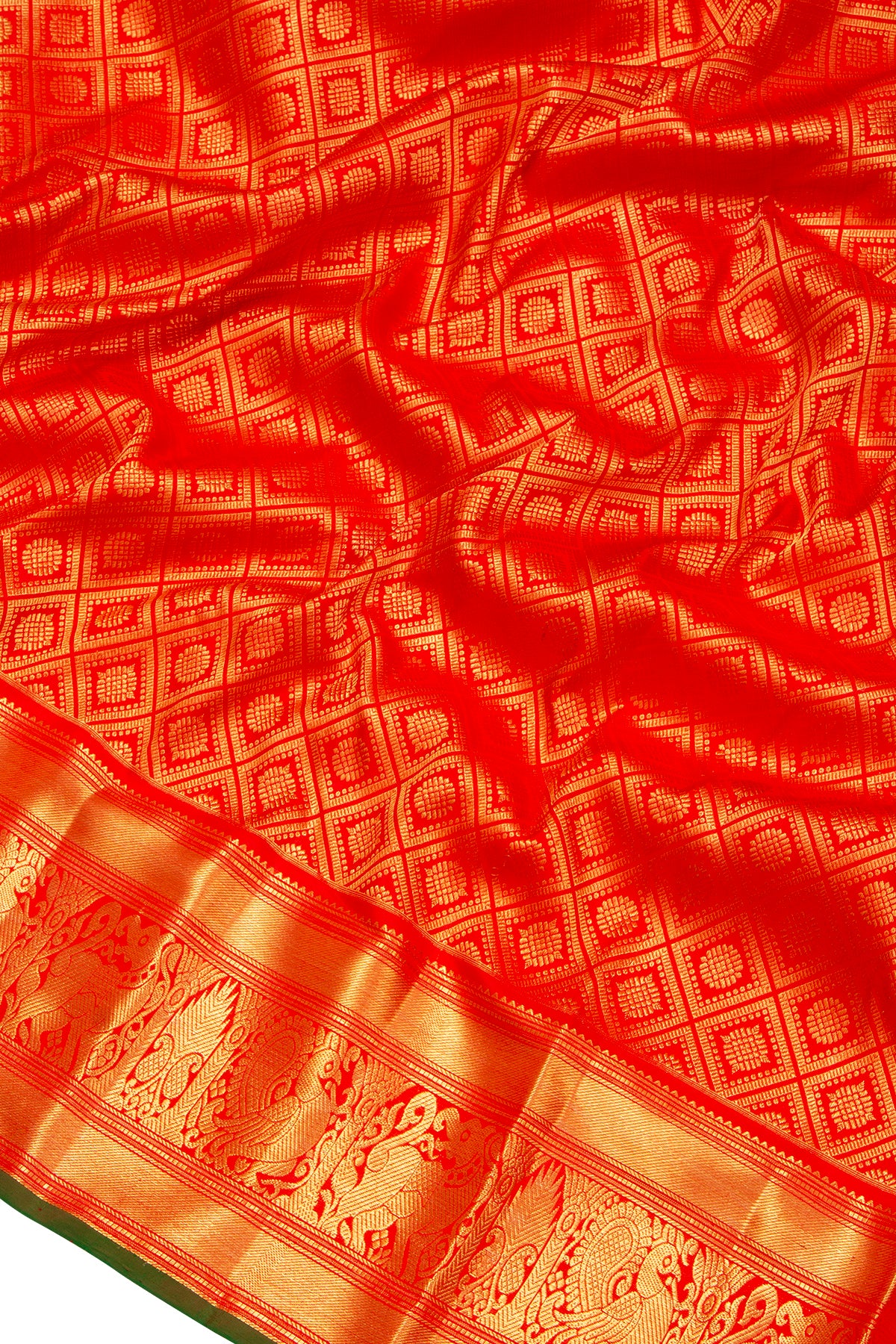 Kanchipuram Silk Brocade Red Saree