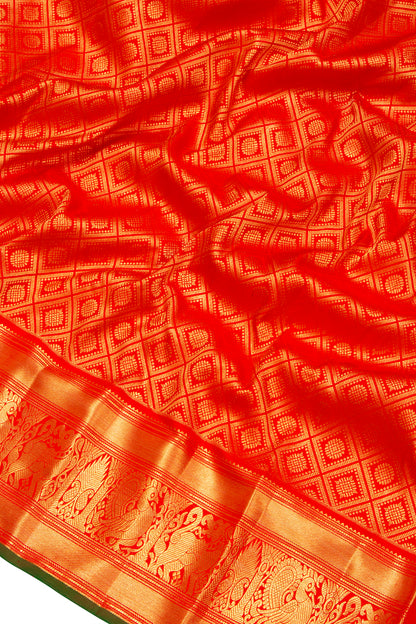 Kanchipuram Silk Brocade Red Saree