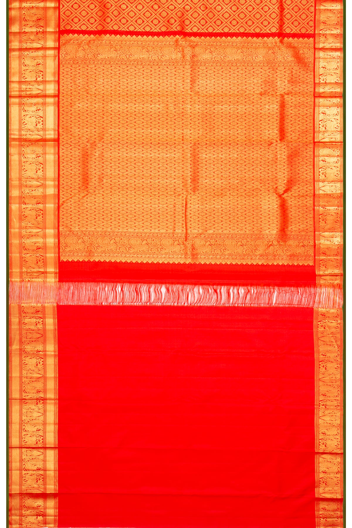 Kanchipuram Silk Brocade Red Saree
