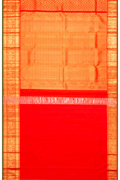 Kanchipuram Silk Brocade Red Saree