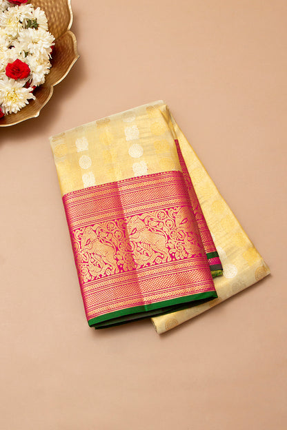 Kanchipuram Silk Tissue Brocade Gold Saree