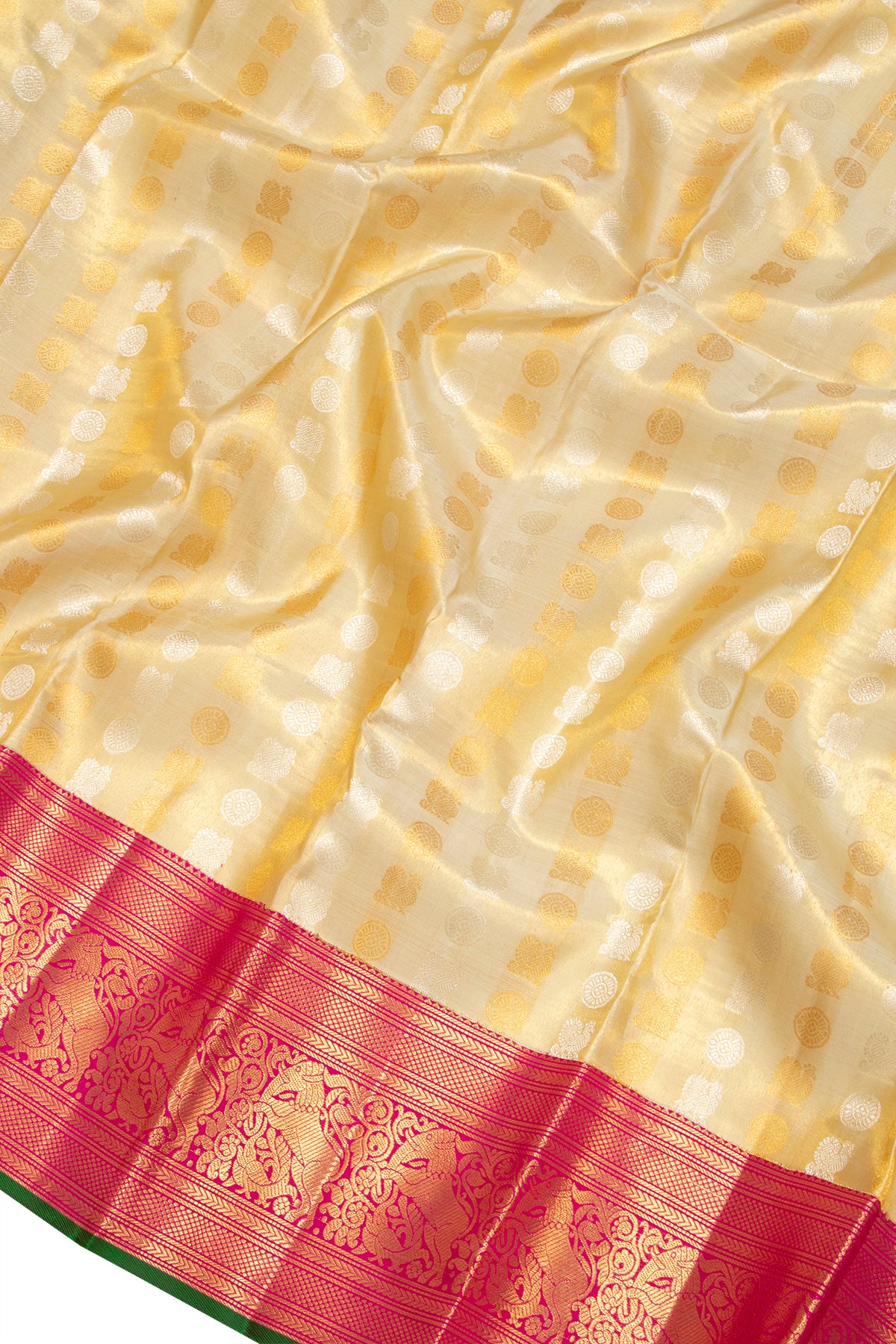 Kanchipuram Silk Tissue Brocade Gold Saree