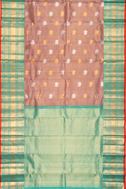 Kanchipuram Silk Checks And Butta Snuff Saree