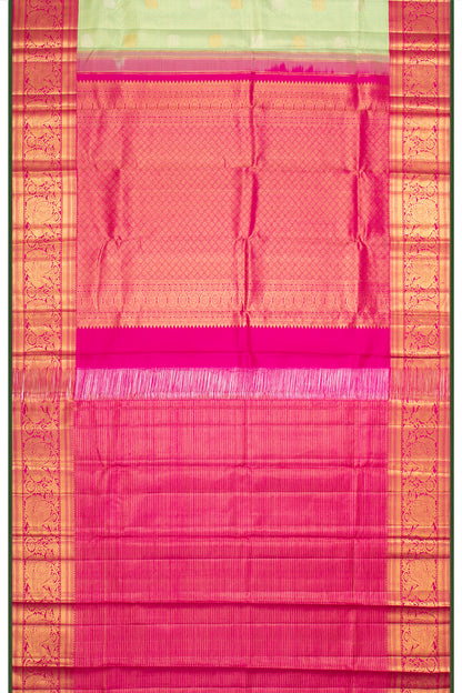 Kanchipuram Silk Checks And Butta Pista Green Saree