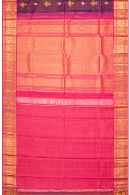 Kanchipuram Silk Checks And Butta Purple Saree