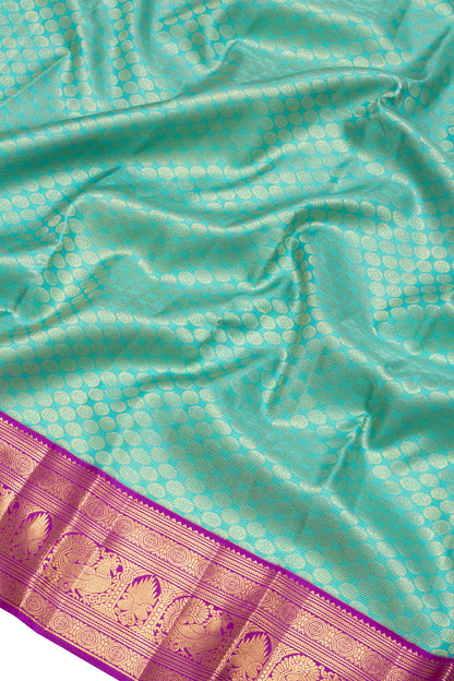 Kanchipuram Silk Brocade Sky Blue Saree
