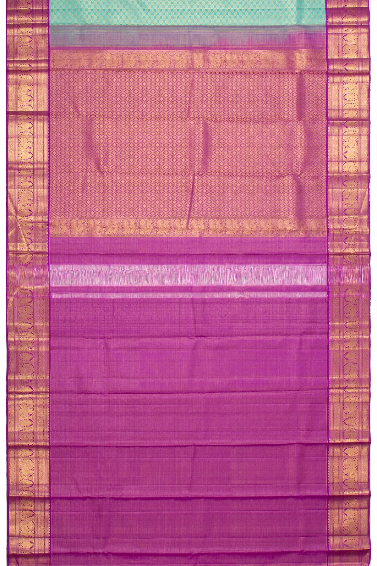 Kanchipuram Silk Brocade Sky Blue Saree