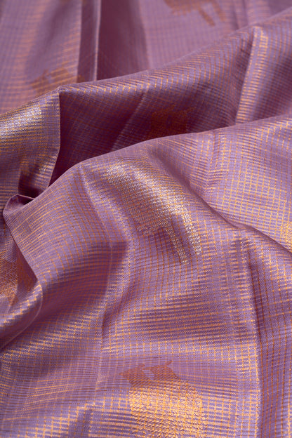 Kanchipuram Silk Checks And Butta Lavender Saree
