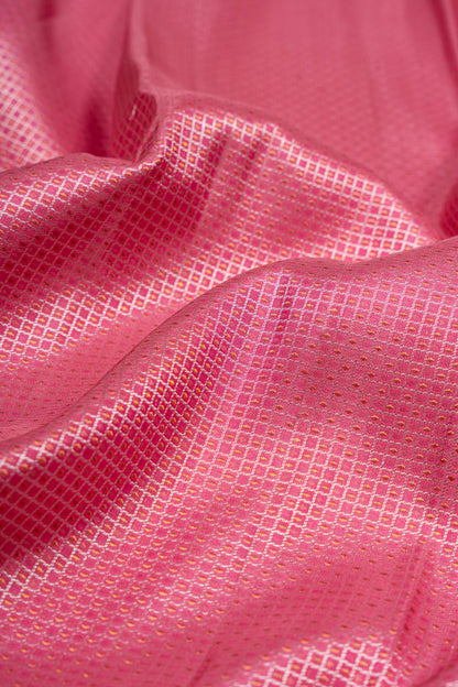 Kanchipuram Silk Checks And Butta Pastel Pink Saree